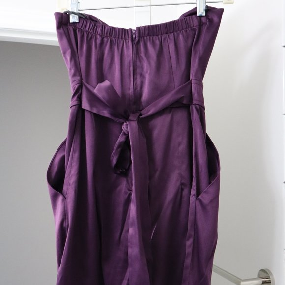 Short strapless satin dress - Picture 3 of 5
